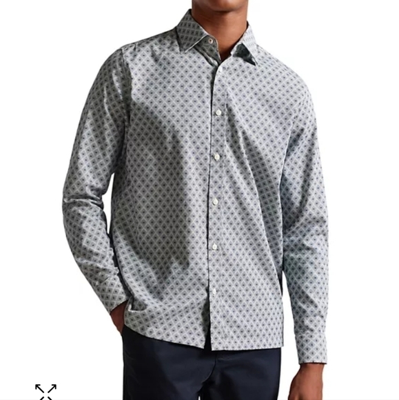 Ted Baker Endurance Men's Diamond Geo Print Button Down Shirt Light Purple  15.5 - Picture 1 of 11